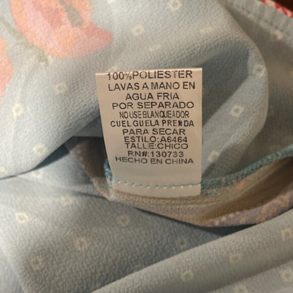 Umgee Women's Teal Floral Wrap Style Blouse Size Small Short Sleeve Loose Fit - Picture 8 of 8